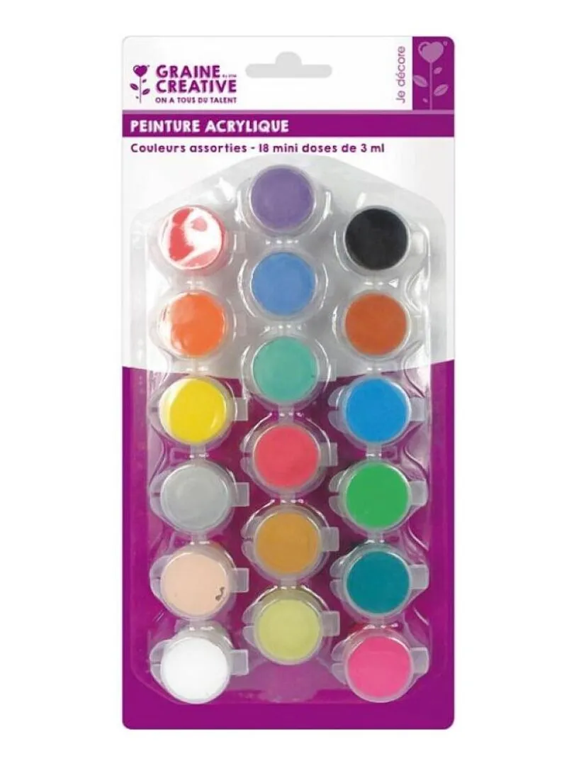 18 Minidoses Peinture Acrylique 3ml - N/A