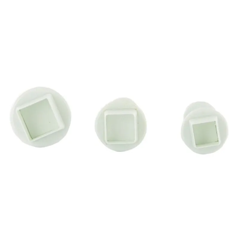 3 Emporte pièces mini carrés poussoir pâte à sucre 
