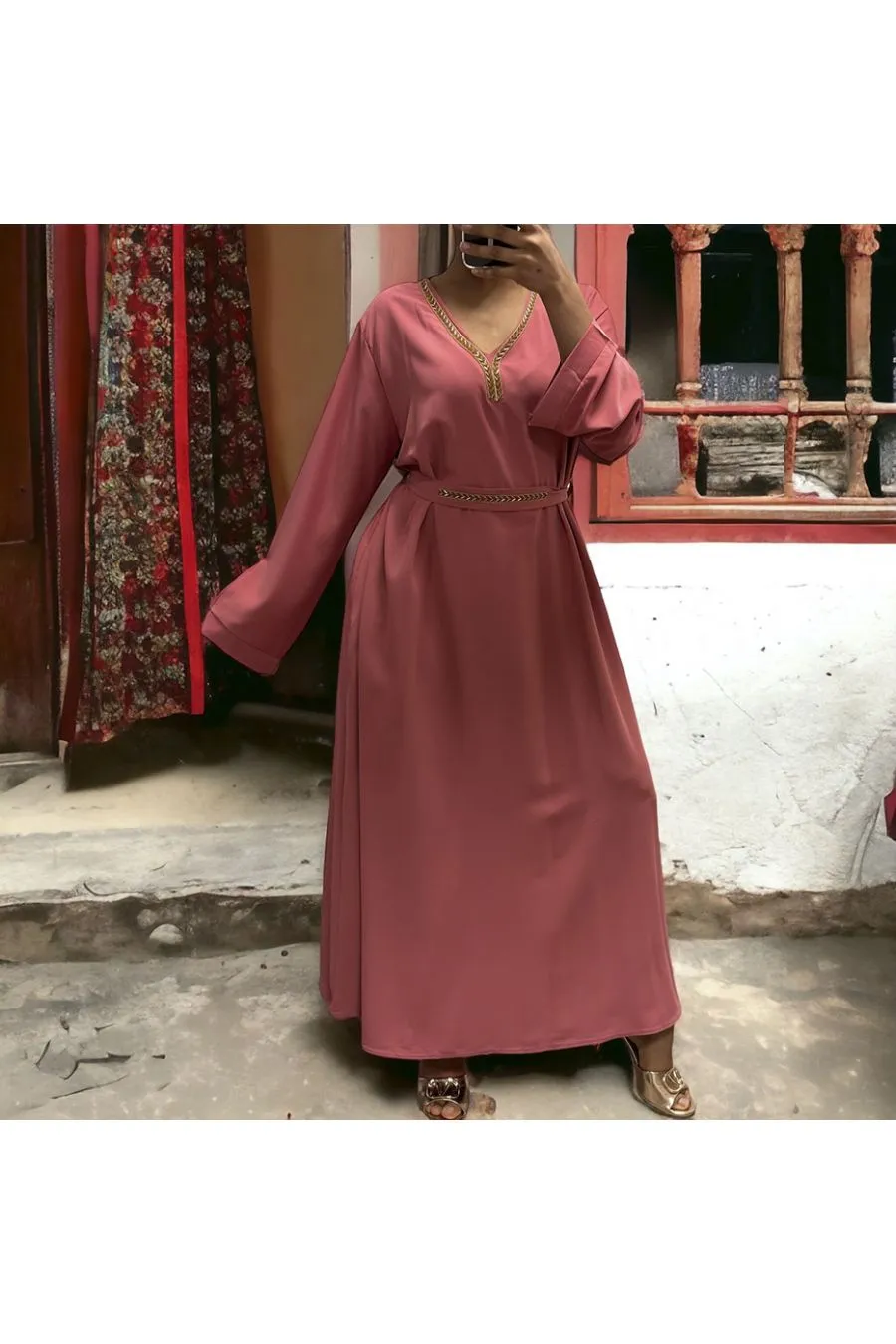 Abaya Rania corail 