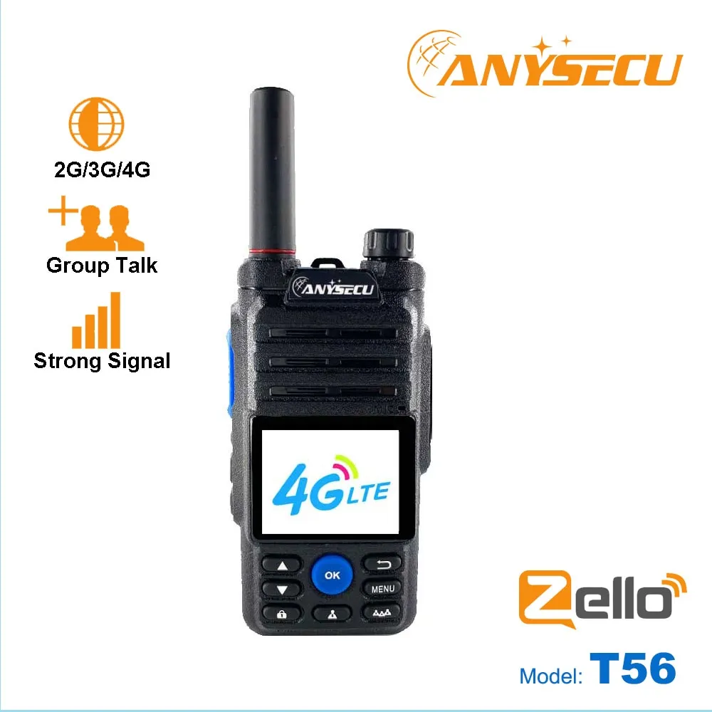 Anysecu – talkie-walkie T56, Radio Zello réseau 4G LTE, batterie 6800mAh, Mobile Amateur Android 