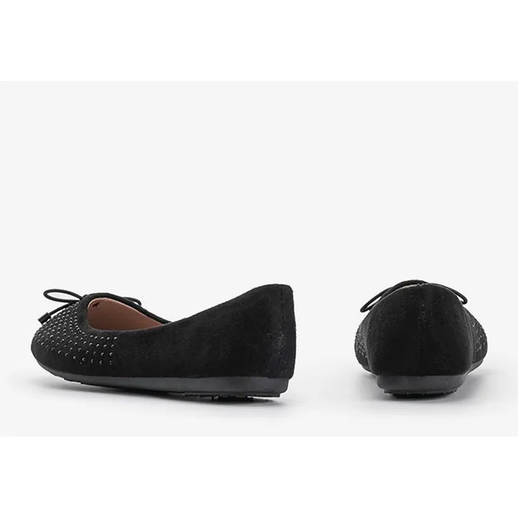 Ballerines en daim noir avec zircone cubique Larissa le noir