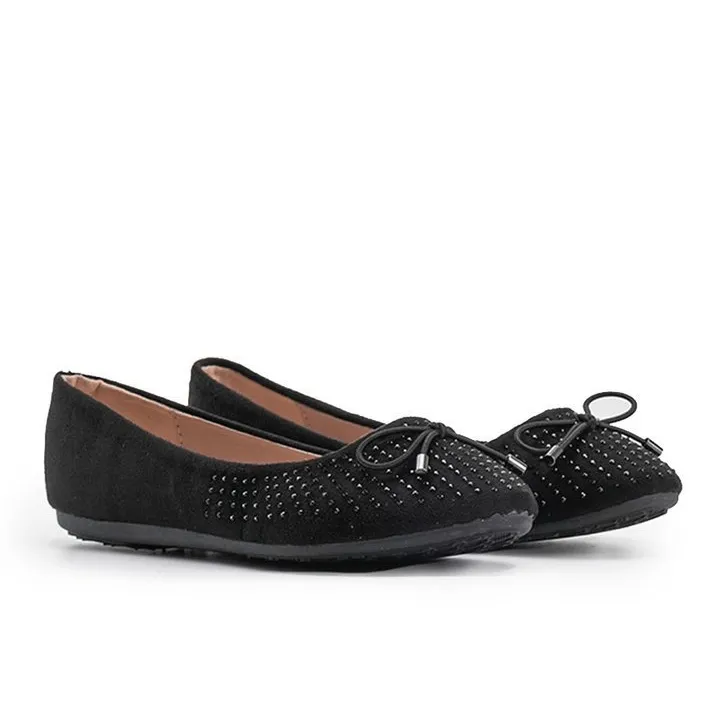 Ballerines en daim noir avec zircone cubique Larissa le noir