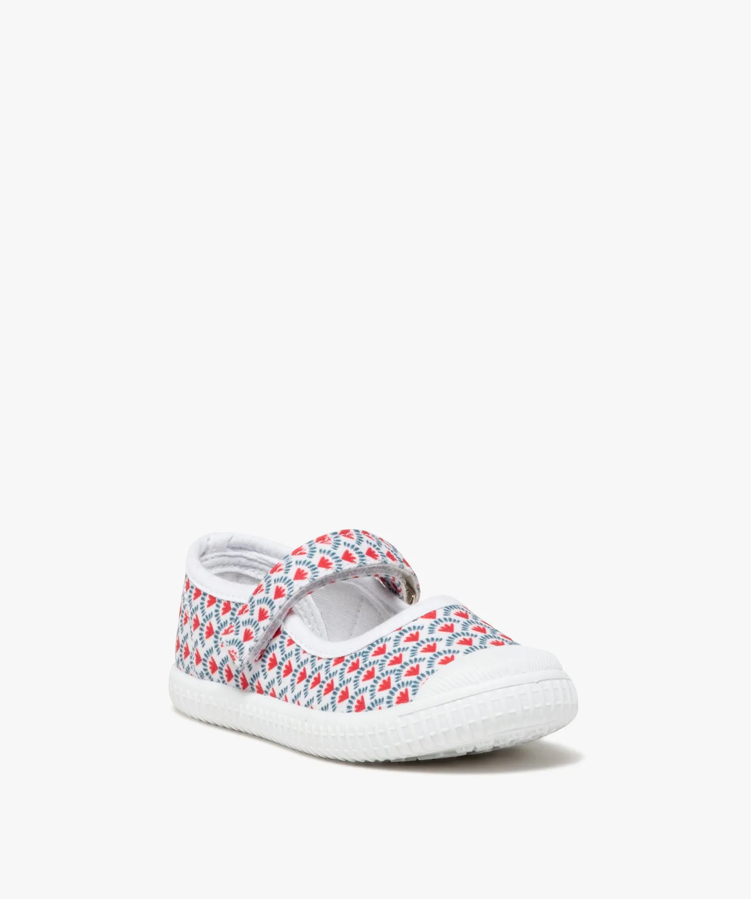 ballerines fille en toile imprimee et a scratch imprime baskets