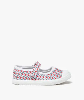 ballerines fille en toile imprimee et a scratch imprime baskets