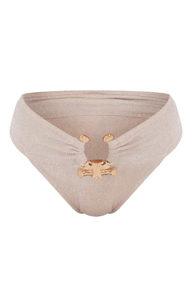 Bas de maillot de bain nude pailleté à empiècement martelé