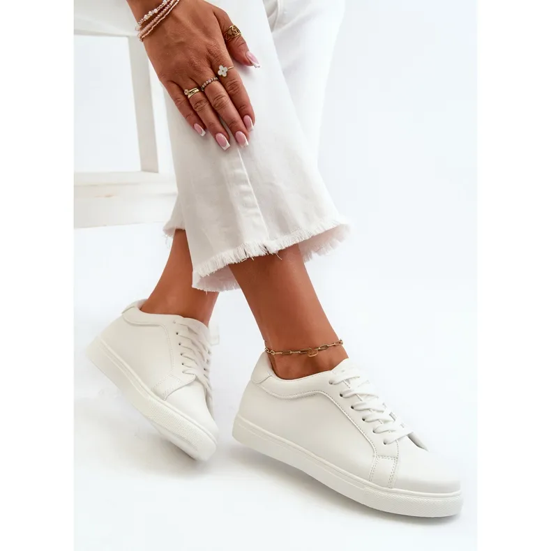 Baskets basses Diunna blanches pour femmes, chaussures de sport en cuir écologique