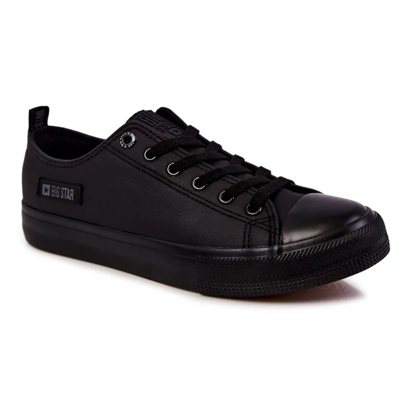 Baskets basses en cuir pour hommes Big Star KK174009 Noir le noir