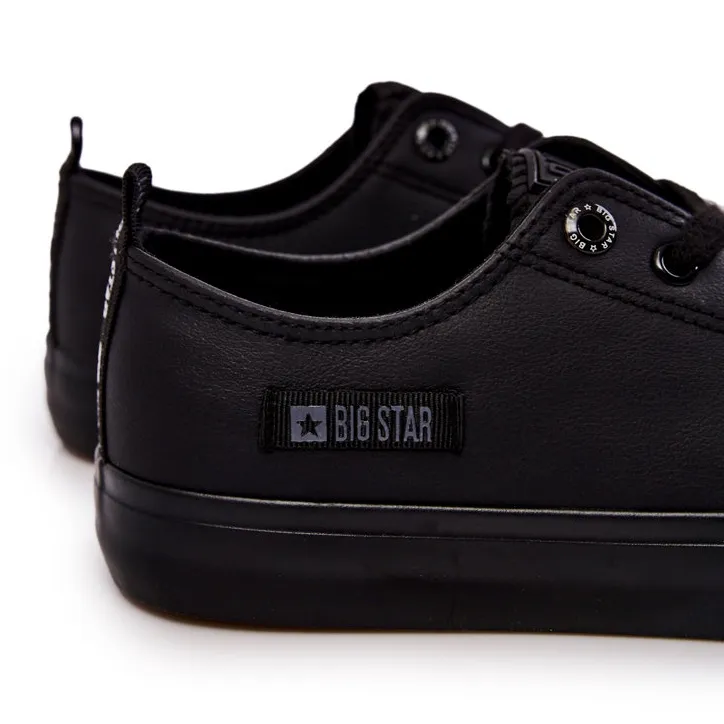 Baskets basses en cuir pour hommes Big Star KK174009 Noir le noir