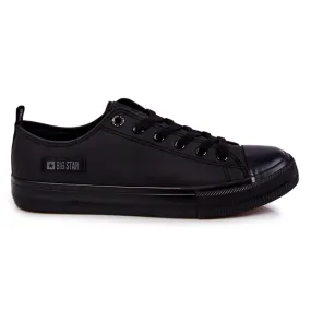 Baskets basses en cuir pour hommes Big Star KK174009 Noir le noir