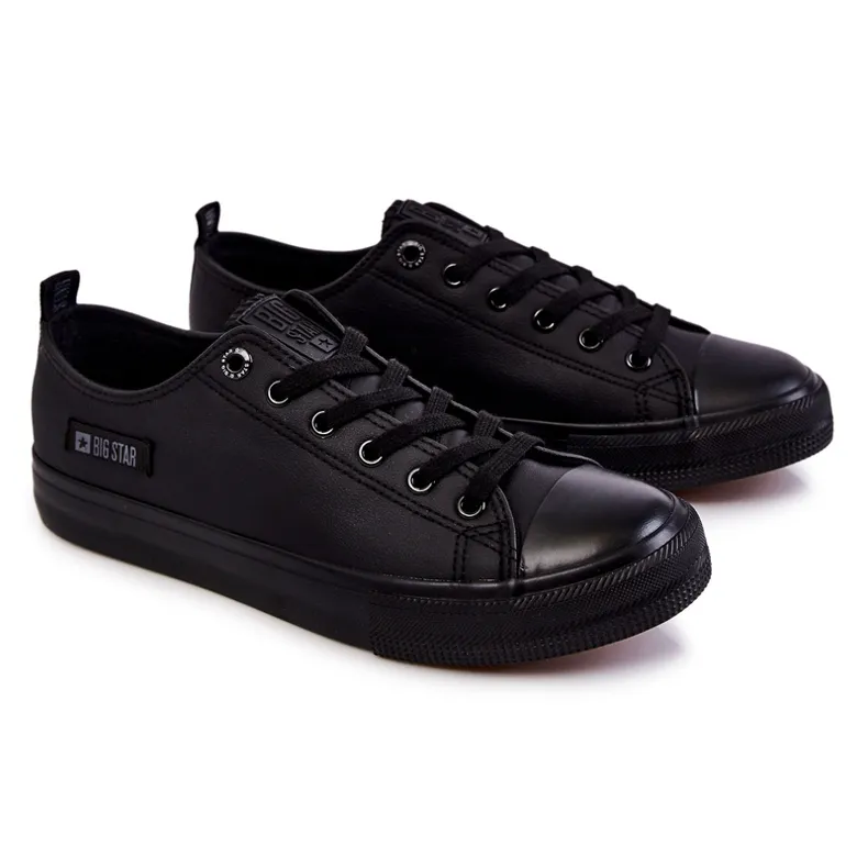 Baskets basses en cuir pour hommes Big Star KK174009 Noir le noir