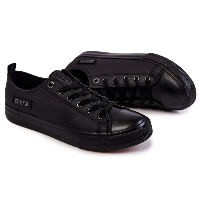 Baskets basses en cuir pour hommes Big Star KK174009 Noir le noir