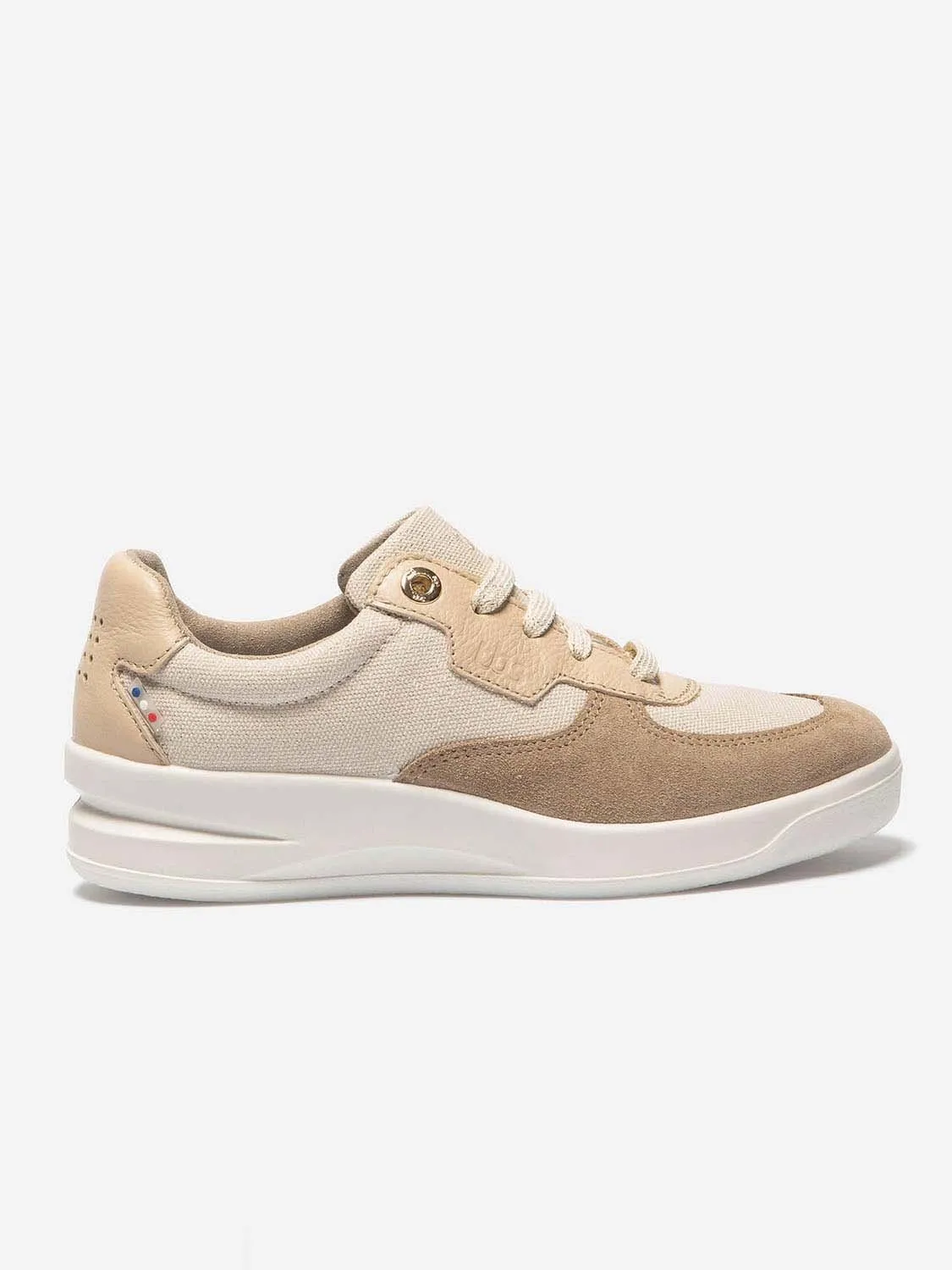 Baskets Femme Fabriquées en France Dessus Cuir Beige Métallisé tbs