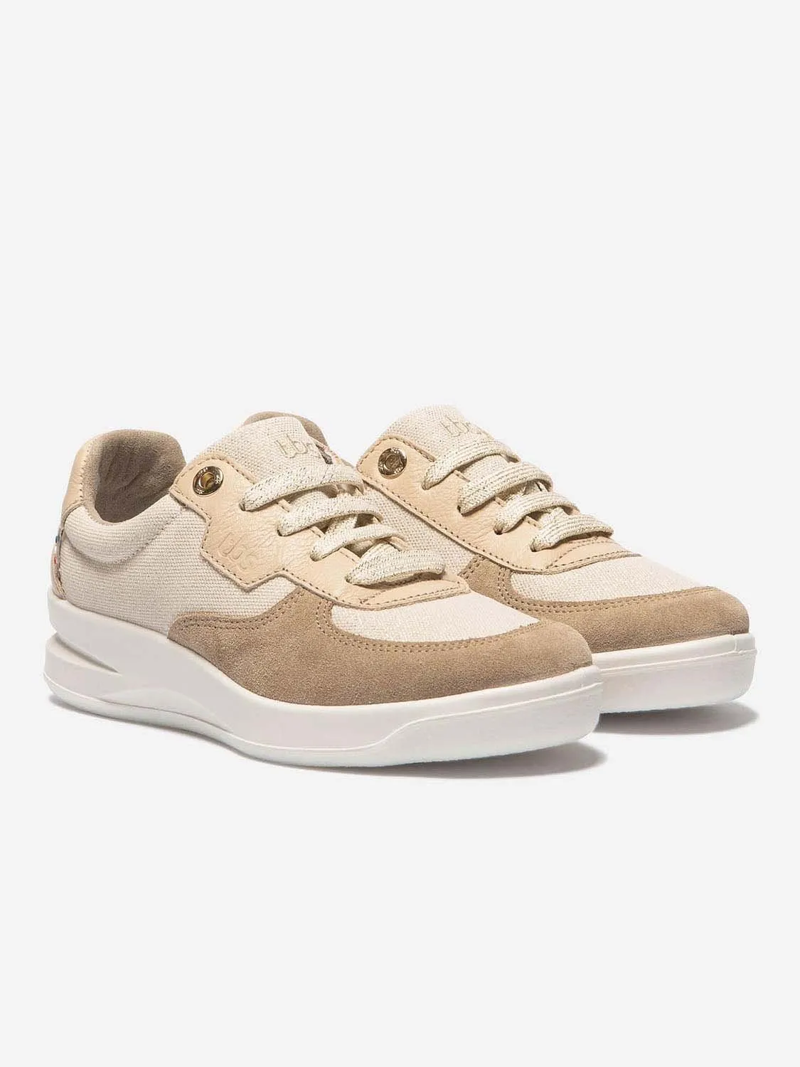 Baskets Femme Fabriquées en France Dessus Cuir Beige Métallisé tbs