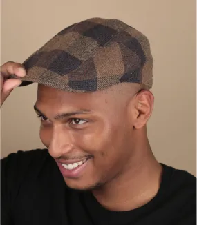 beret marron carreaux laine - Ivy Cap Check Wool cognac Stetson : Headict