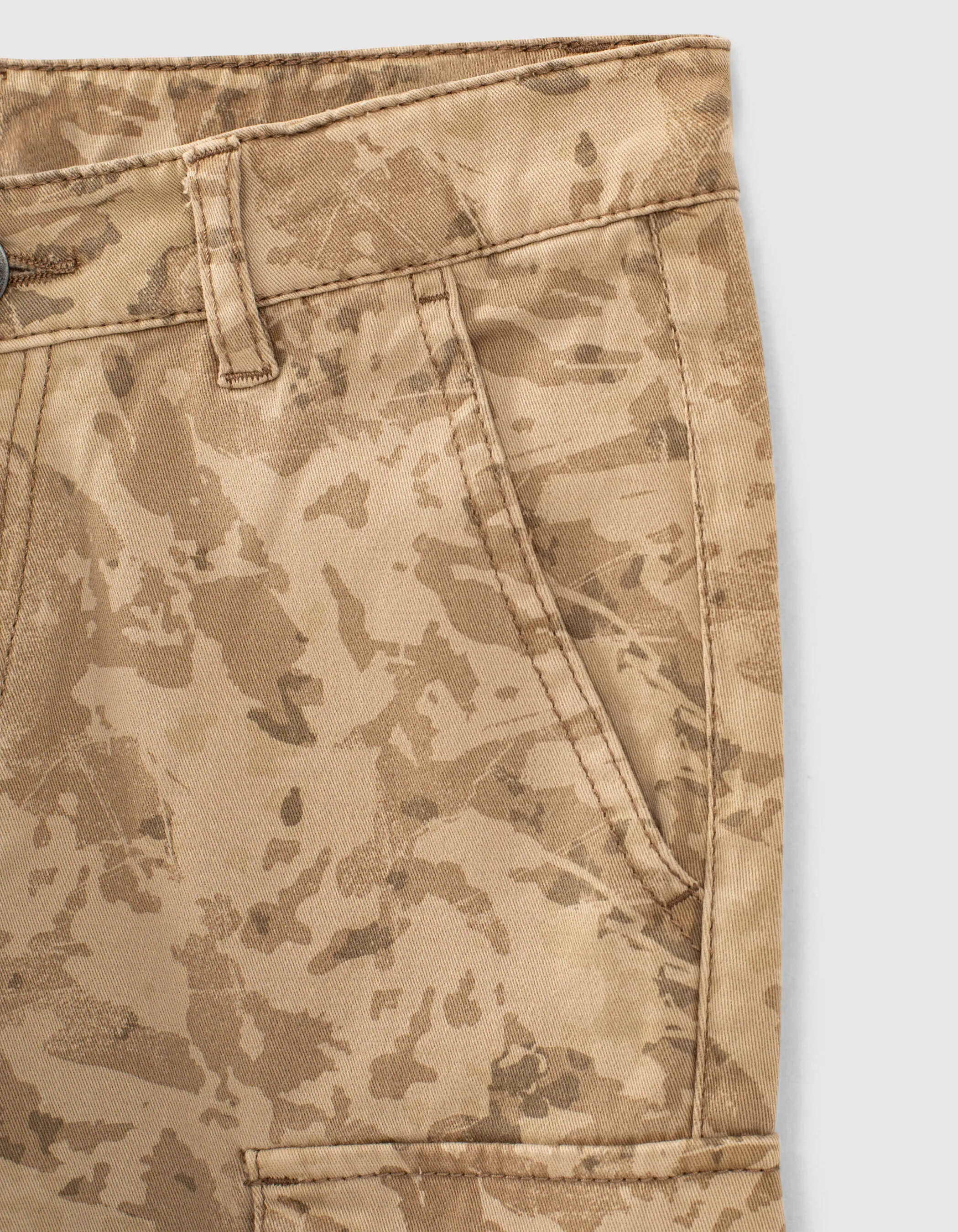 Bermuda battle lin motif camouflage feuillage garçon 