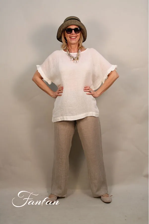 Blitz Moda Positano Pantalon lin Musa ecru