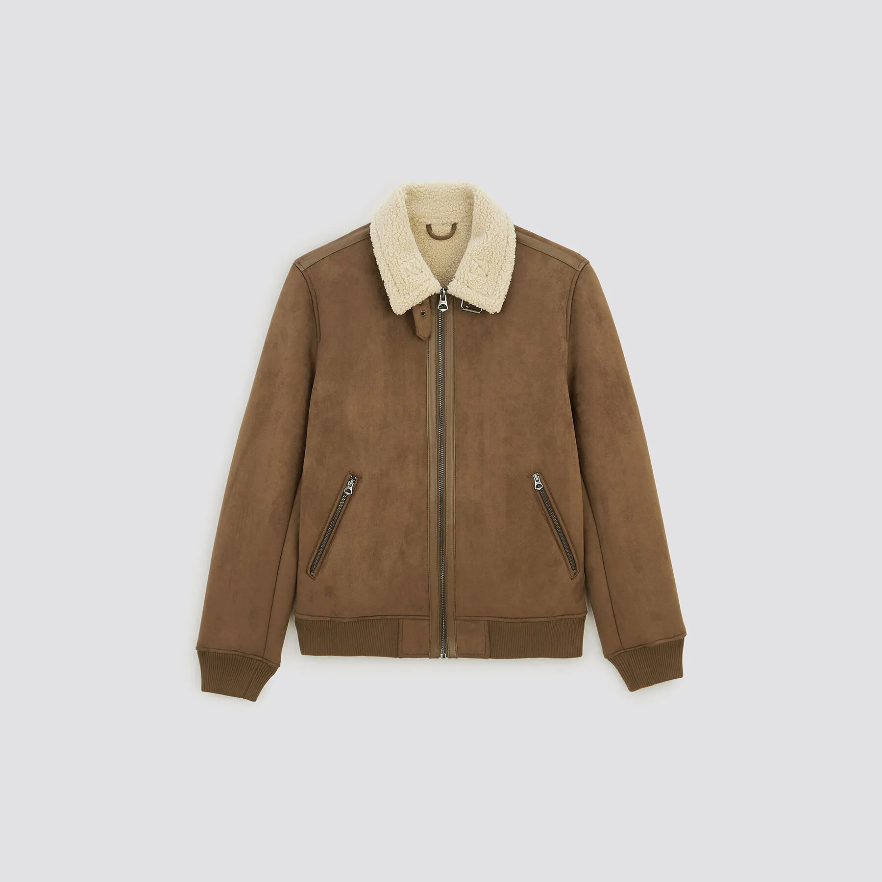 Blouson aspect velours col et doublure en sherpa Camel | Jules