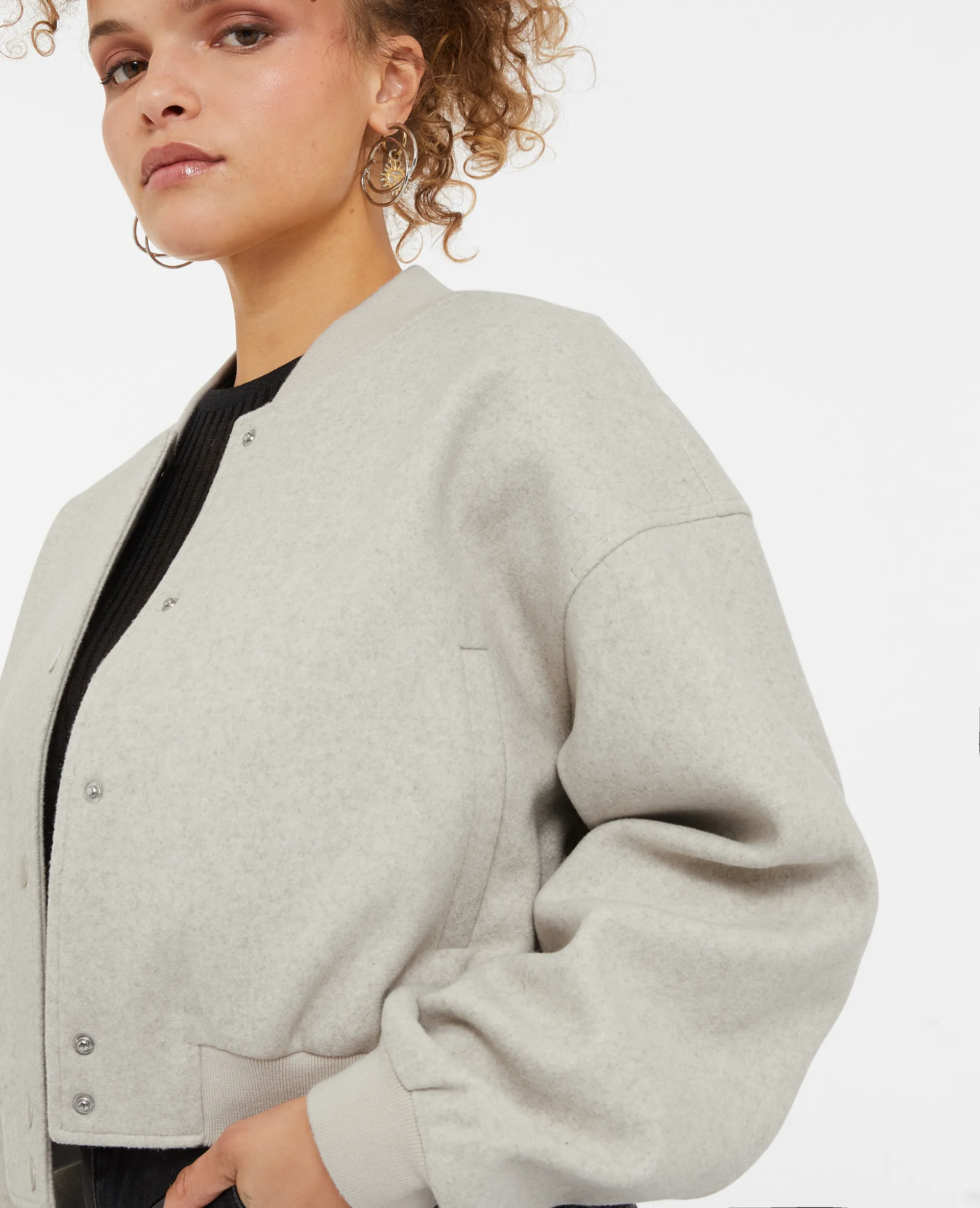 Blouson bomber façon drap de laine