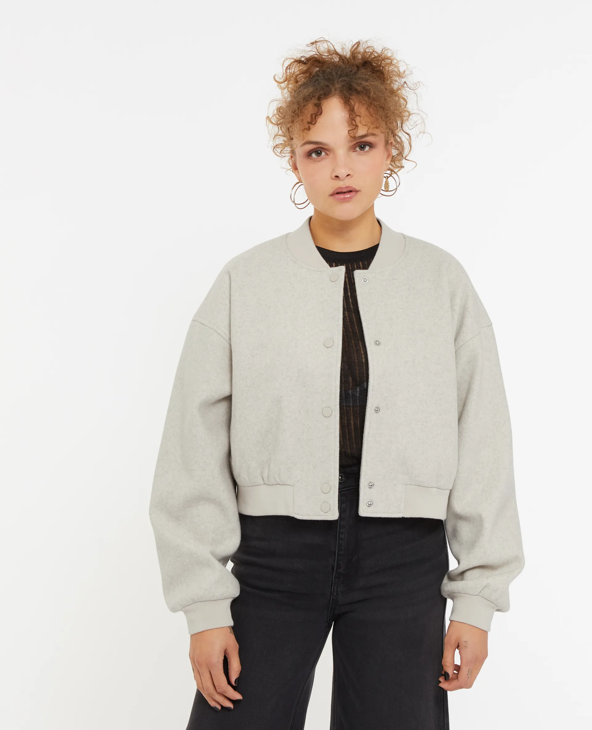 Blouson bomber façon drap de laine