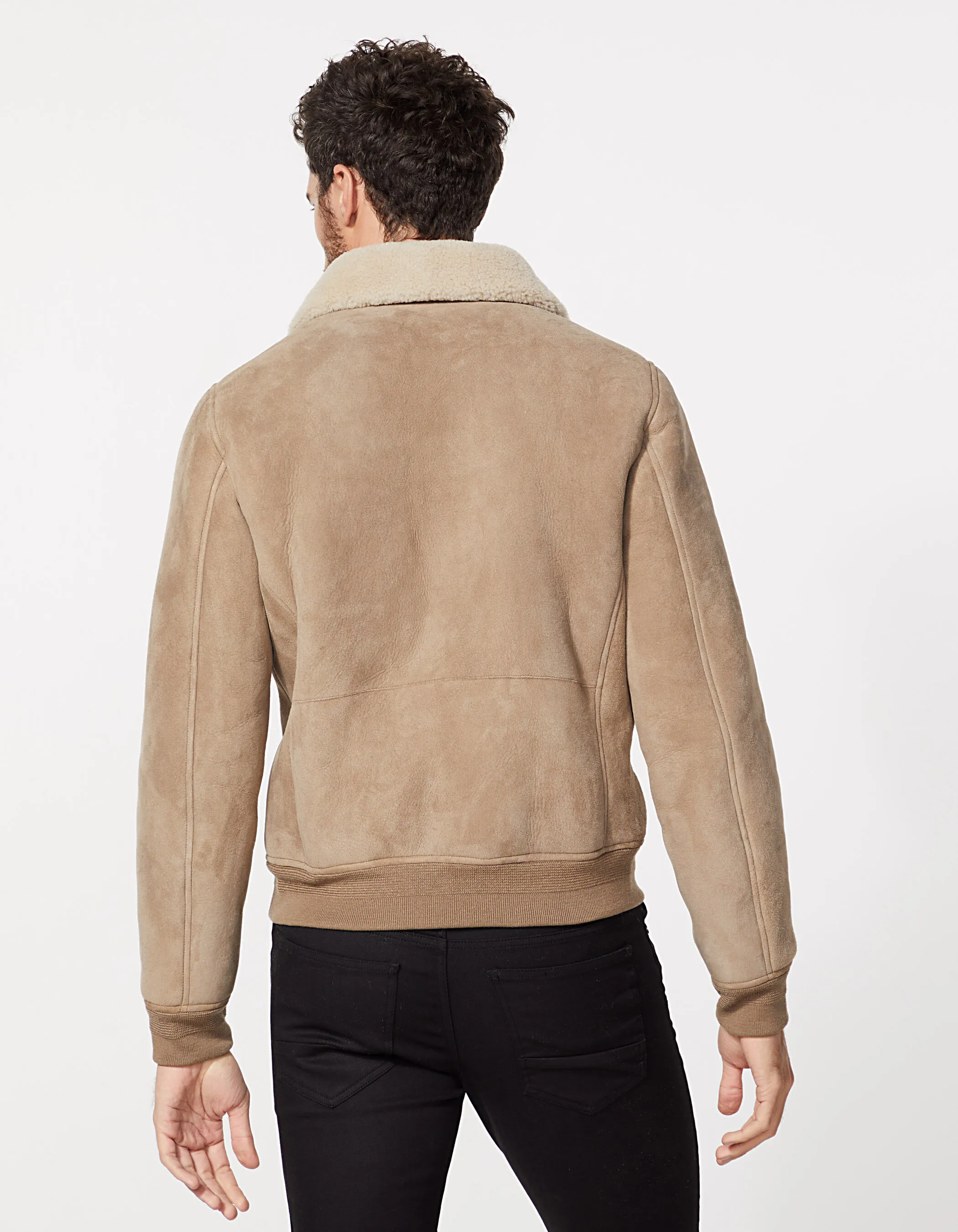 Blouson en cuir retourné vison Homme