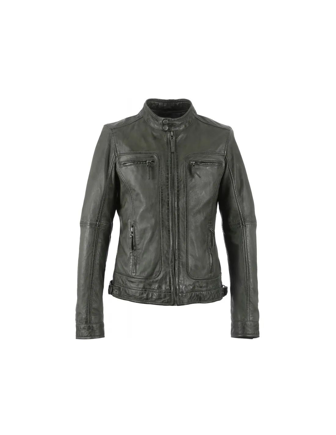 Blouson Oakwood Casey en cuir ref_cco34483 Kaki clair