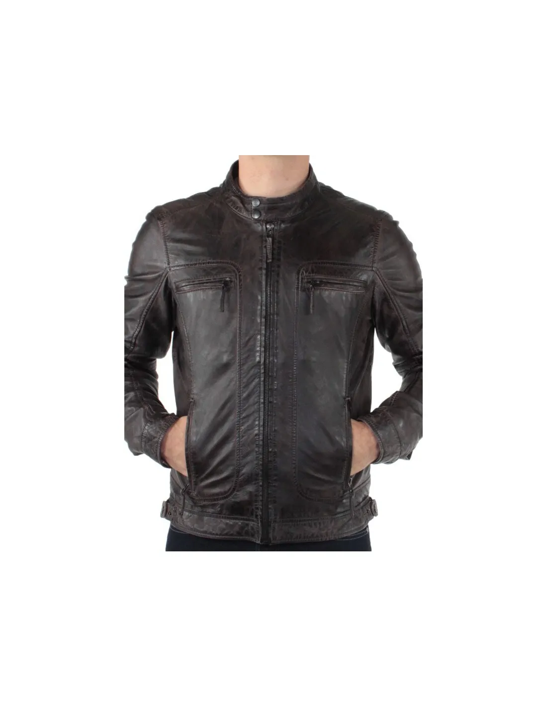 Blouson Oakwood Casey en cuir ref_cco34483-marron