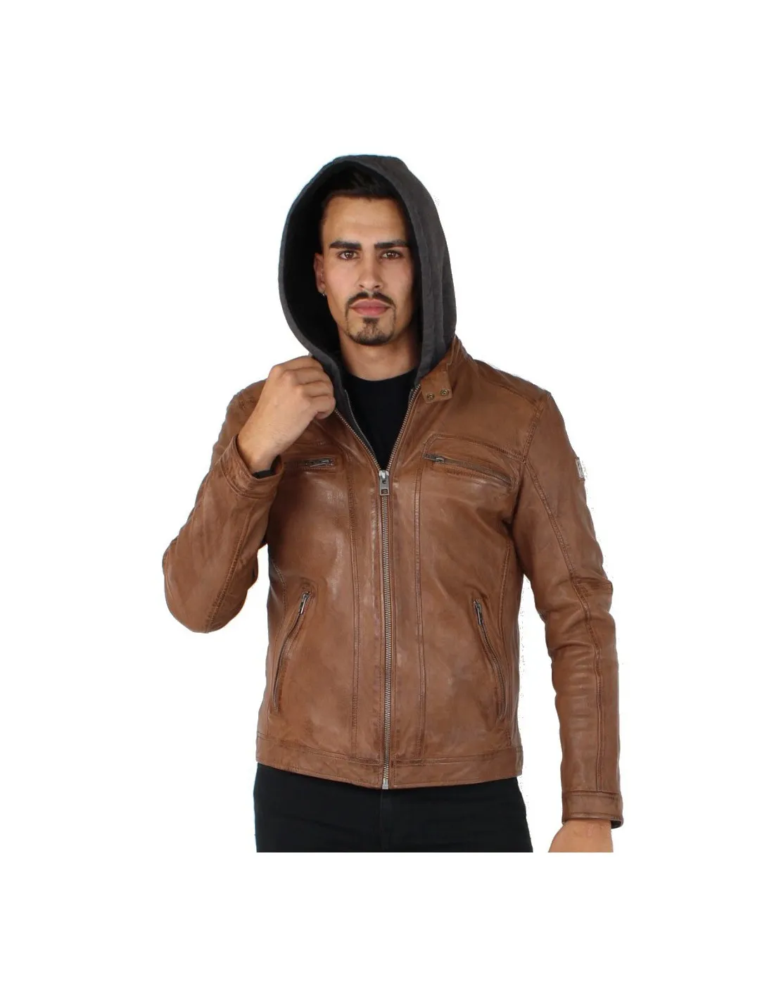 Blouson Oakwood Drink en cuir ref_44562 Tan