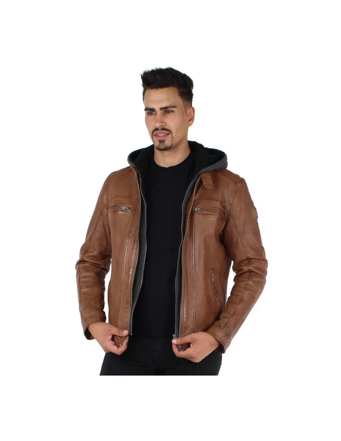 Blouson Oakwood Drink en cuir ref_44562 Tan