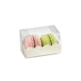 Boite macarons PVC transparent et carton blanc 8x5x5cm - par 200