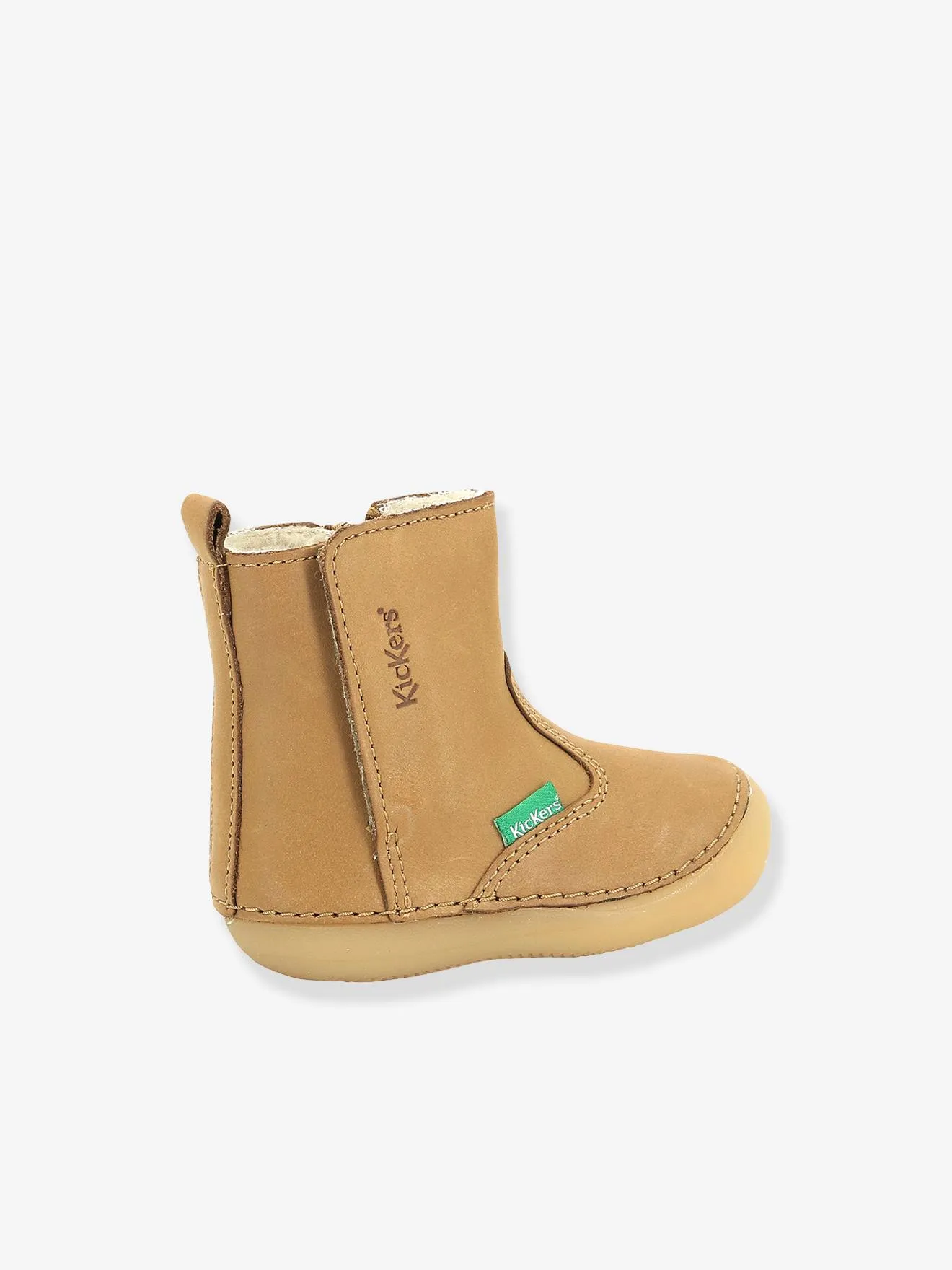 Boots fourrées cuir bébé garçon Socool Cho KICKERS® 1ers pas camel - Kickers