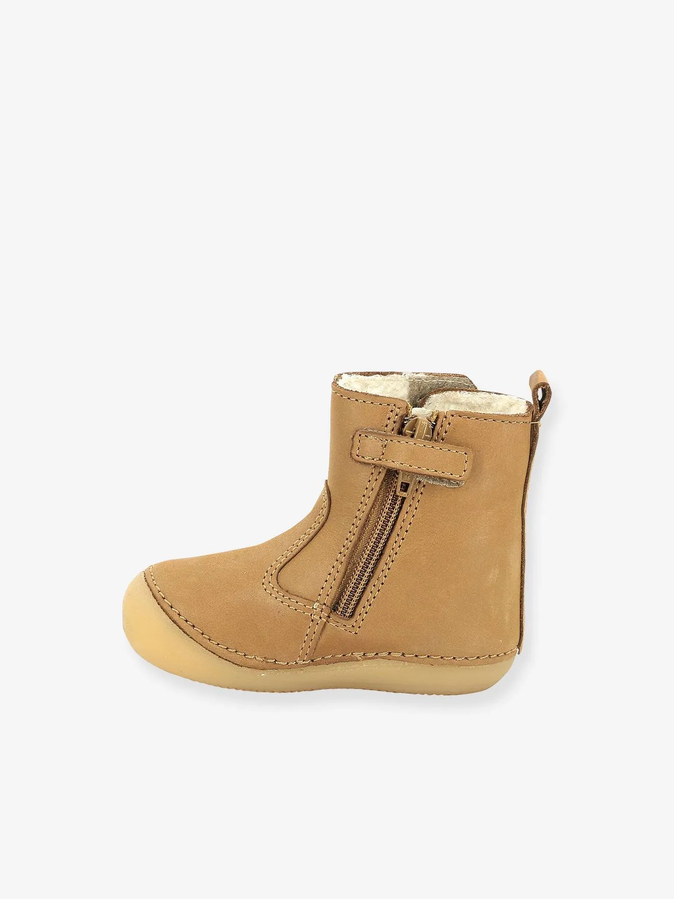 Boots fourrées cuir bébé garçon Socool Cho KICKERS® 1ers pas camel - Kickers