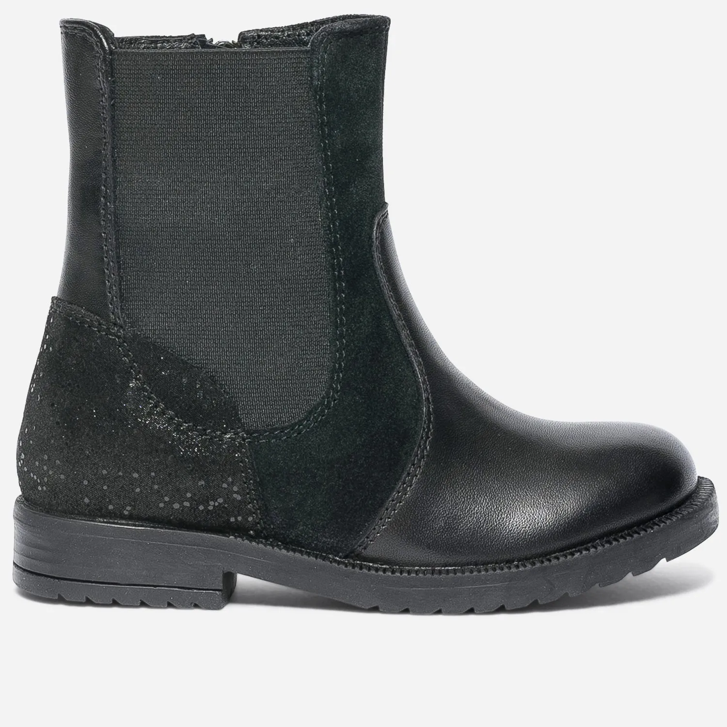 Boots noir en cuir et cuir velours - Boots Enfant | ERAM