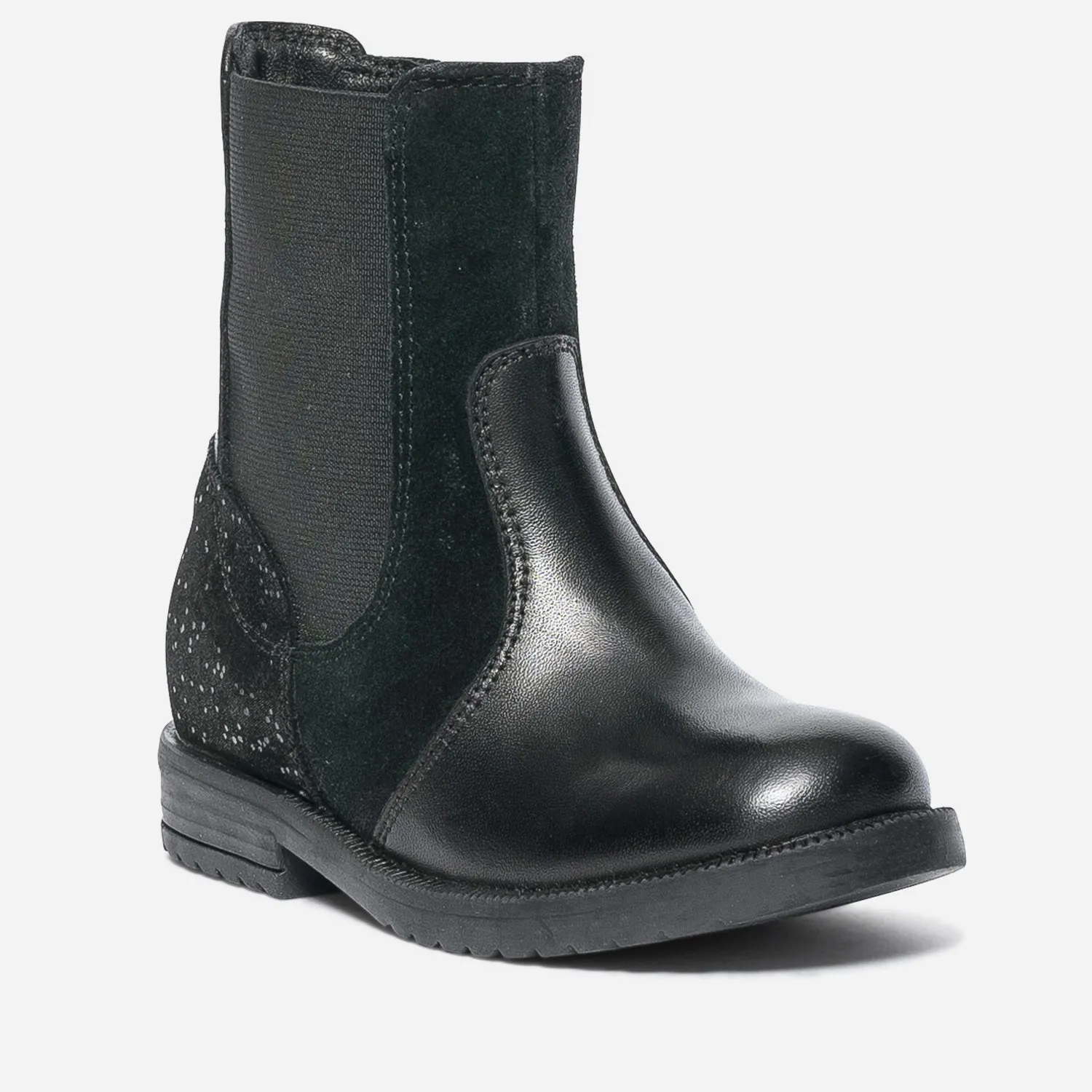 Boots noir en cuir et cuir velours - Boots Enfant | ERAM