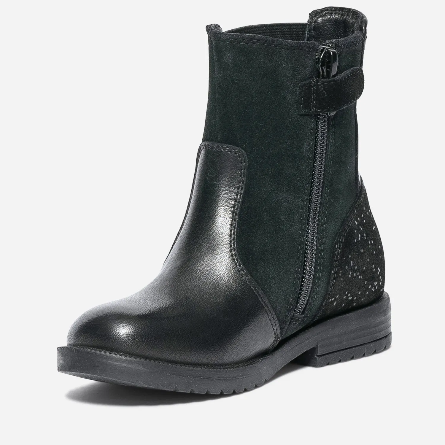 Boots noir en cuir et cuir velours - Boots Enfant | ERAM