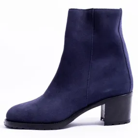 Boots à talon en velours bleu marine, Fratelli Rosana