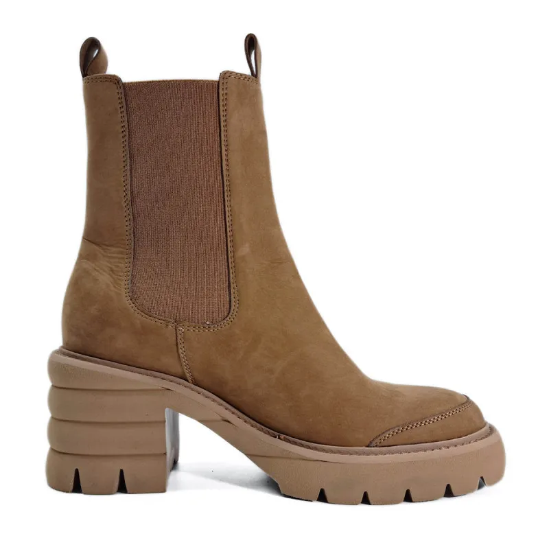 Boots à talon en velours camel - Kennel & Schmenger - Scarpe