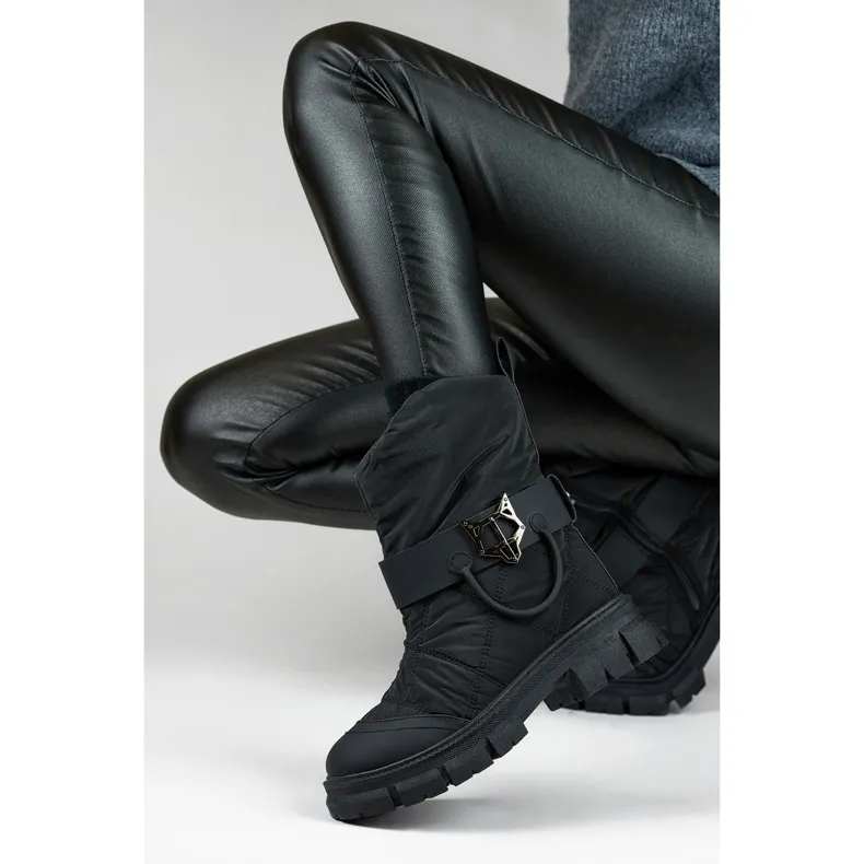 Bottes d'hiver hautes pour femmes, bottes de neige isolées, noires le noir