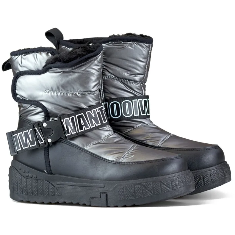 Bottes d'hiver pour femmes, bottes de neige isolées et noires le noir