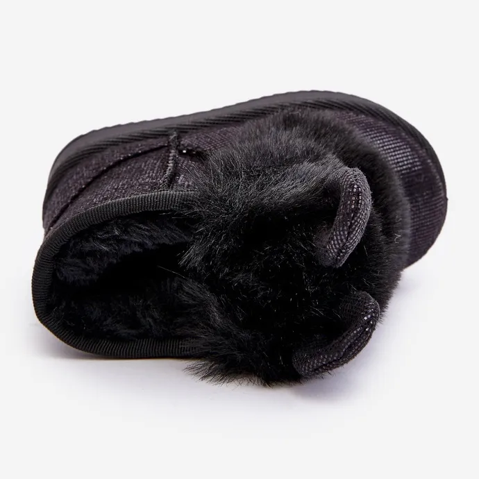 Bottes De Neige Enfant Noires Avec Fourrure Avec Scuffles le noir