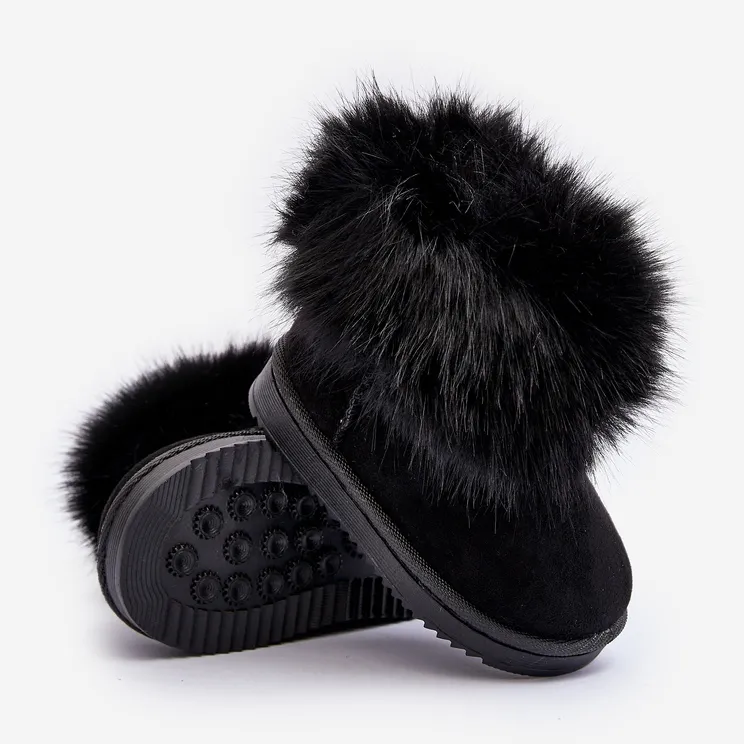 Bottes de neige isolées pour enfants avec fourrure, noir Nohie le noir
