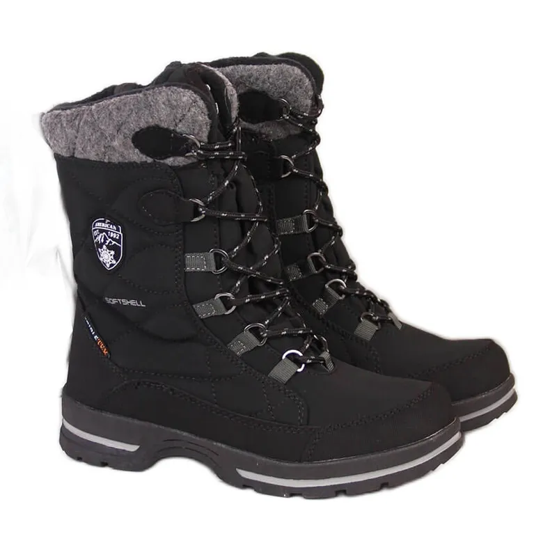 Bottes de neige pour enfants imperméables noires American Club le noir