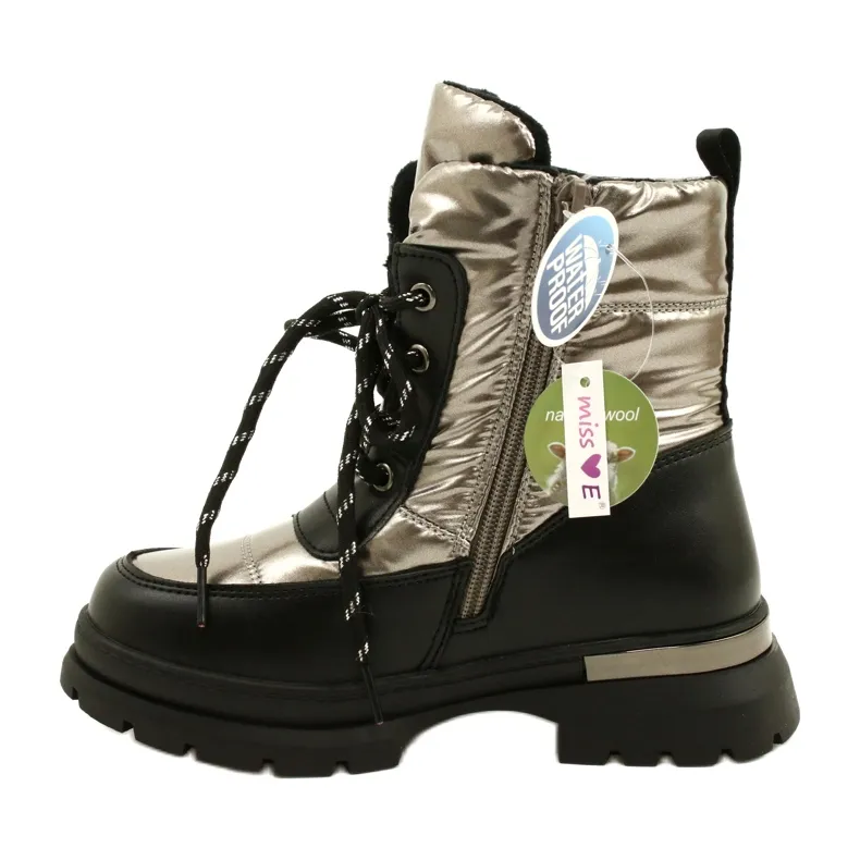 Bottes De Neige Pour Enfants Miss Evento 22DZ23-5258 Étain le noir