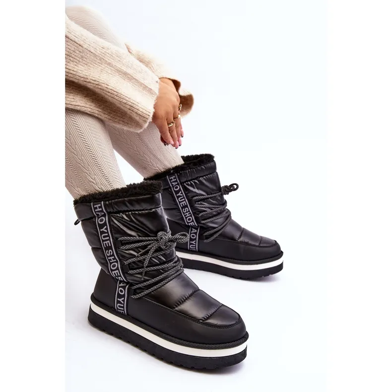 Bottes De Neige Pour Femmes À Laçage Noir Lilara le noir