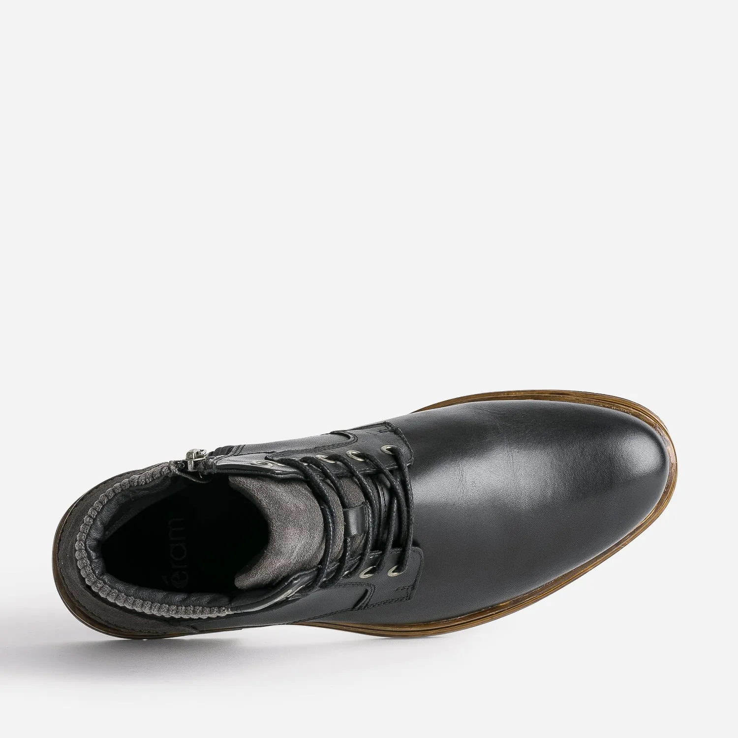 Bottine à lacet noire en cuir - Boots Homme | ERAM