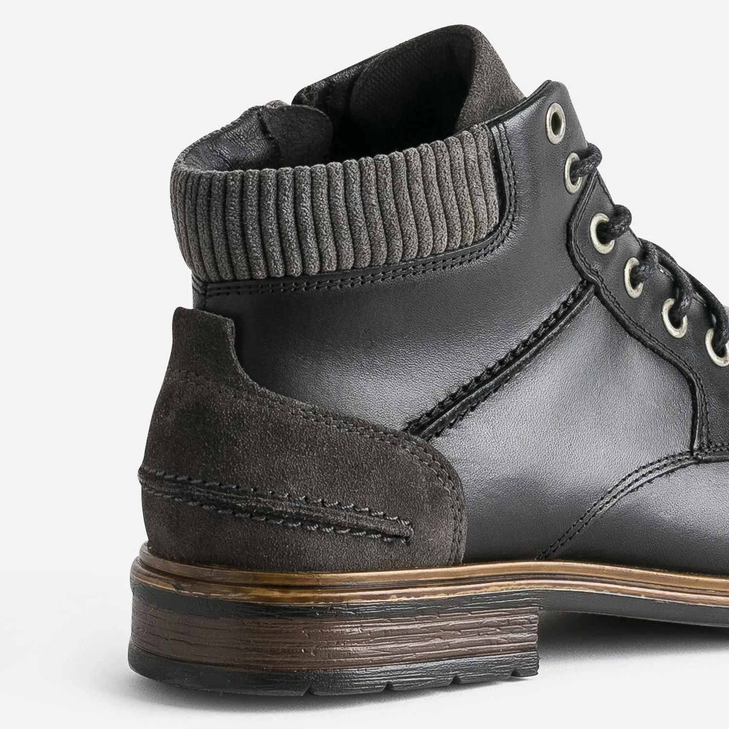 Bottine à lacet noire en cuir - Boots Homme | ERAM