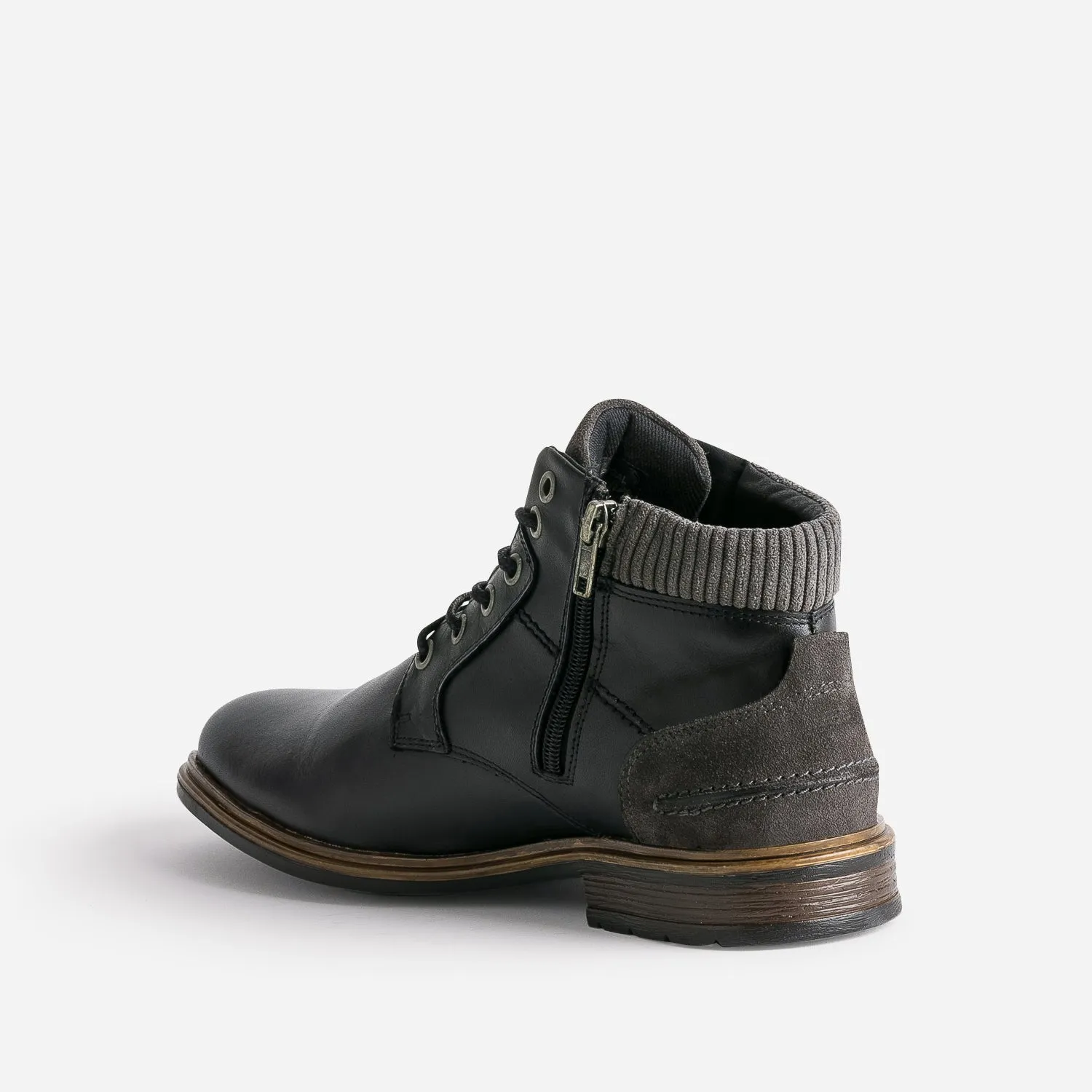 Bottine à lacet noire en cuir - Boots Homme | ERAM