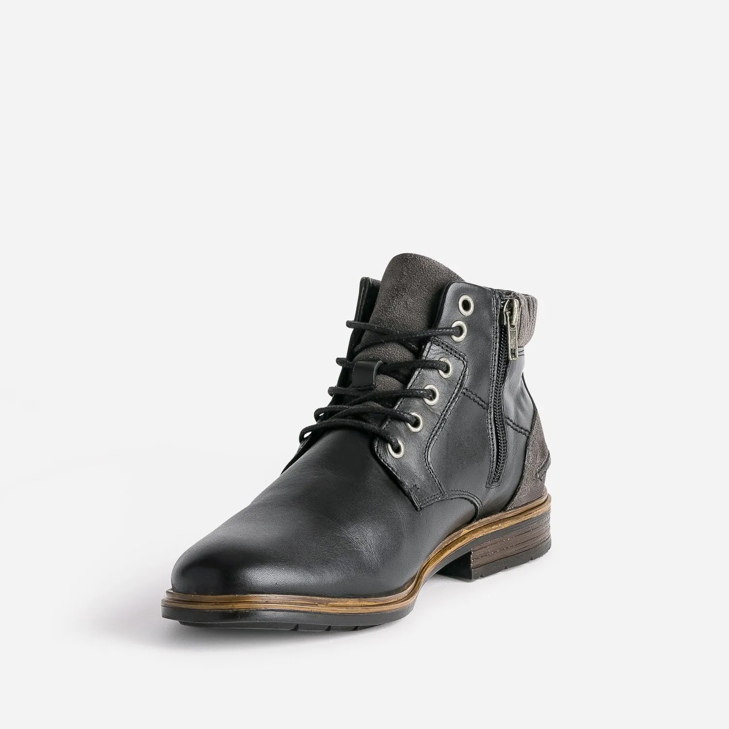 Bottine à lacet noire en cuir - Boots Homme | ERAM