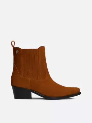 Bottines cowboy TH Monogram en daim | Marron | Tommy Hilfiger