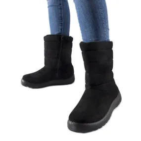 Bottines isolées noires en éco-daim Ground le noir
