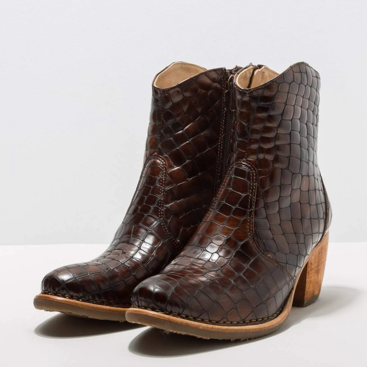 Bottines santiag en cuir fantaisie - Imprimé Alligator